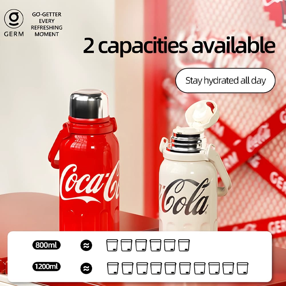 فلاسک جرم کوکا کولا مدل Germ x Coca Cola Vacuum Flask with handle and strap — تصویر ۵