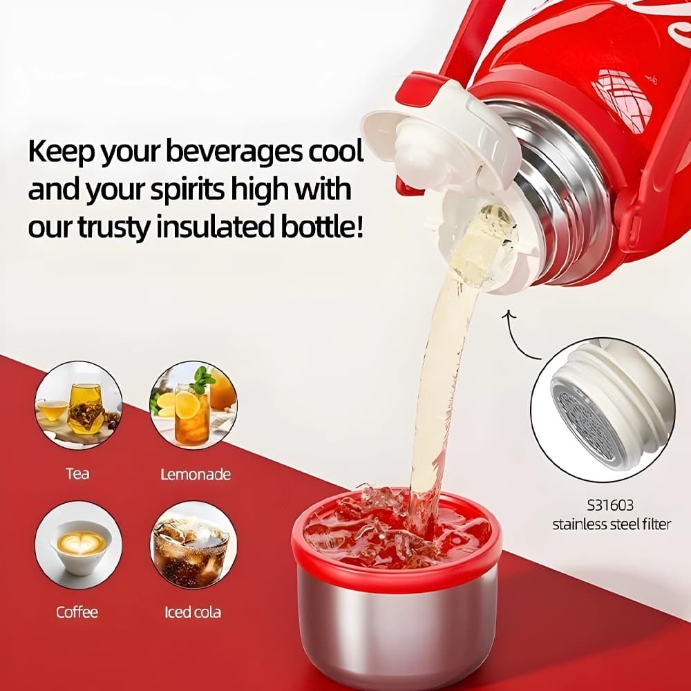 فلاسک جرم کوکا کولا مدل Germ x Coca Cola Vacuum Flask with handle and strap — تصویر ۶
