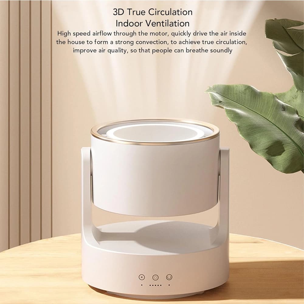 پنکه رومیزی چند منظوره و آينه او ای ام مدل 3In1 Multifunctional Desktop Fan with LED Light Cosmetic — تصویر ۳