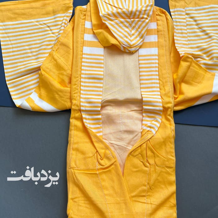 حوله تن پوش نخی یزدی رنگ زرد — تصویر ۳