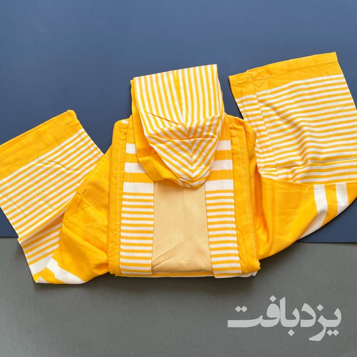 حوله تن پوش نخی یزدی رنگ زرد — تصویر ۲