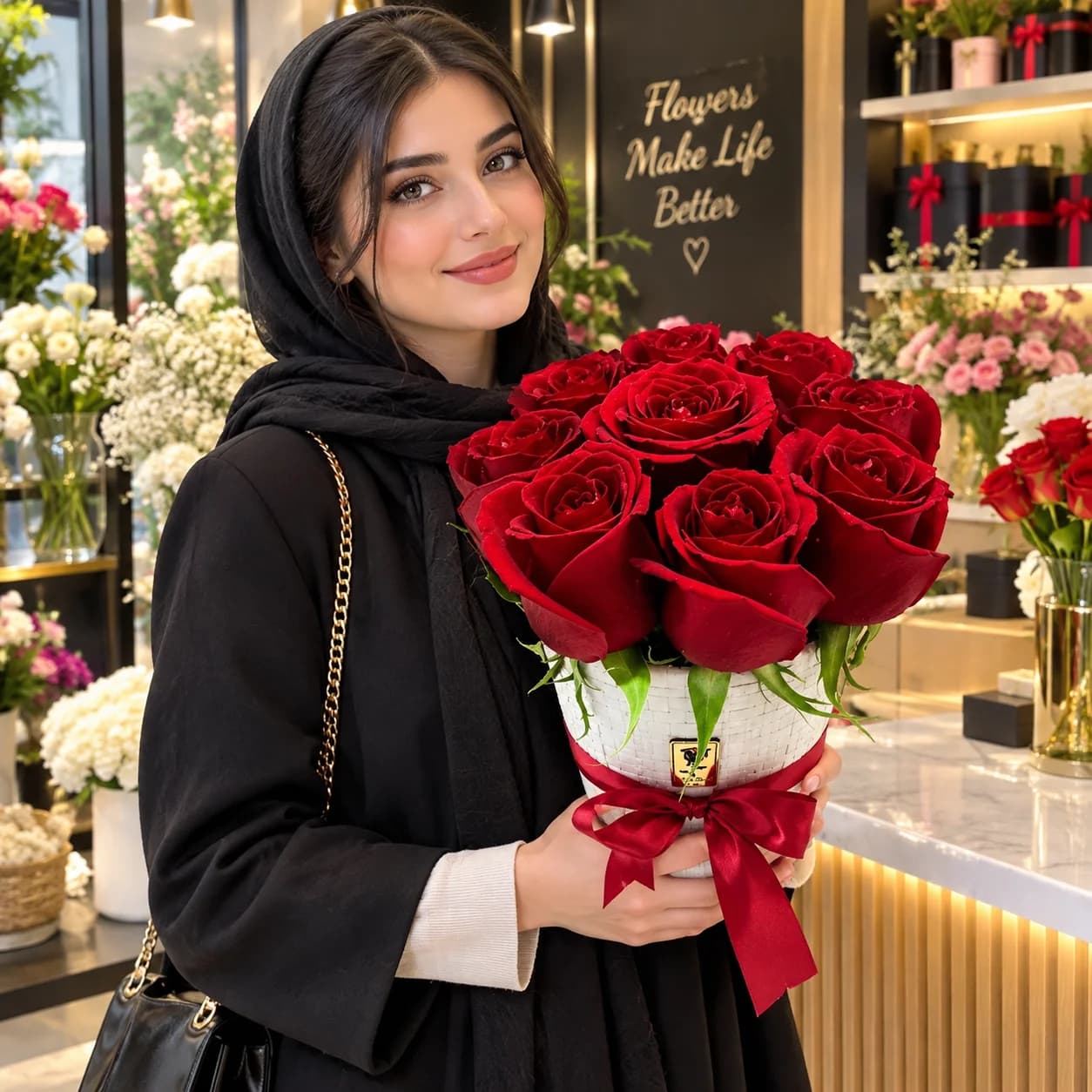 باکس‌ گل رز 9 شاخه کد 57724