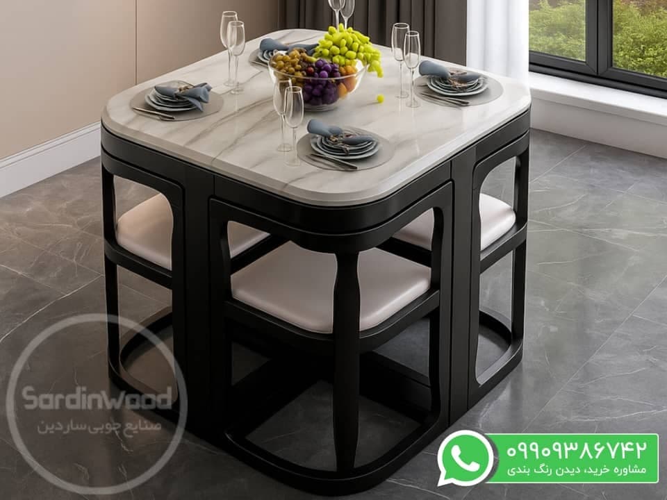 میز ناهار خوری کم‌ جا ۴ نفره مدل آرون