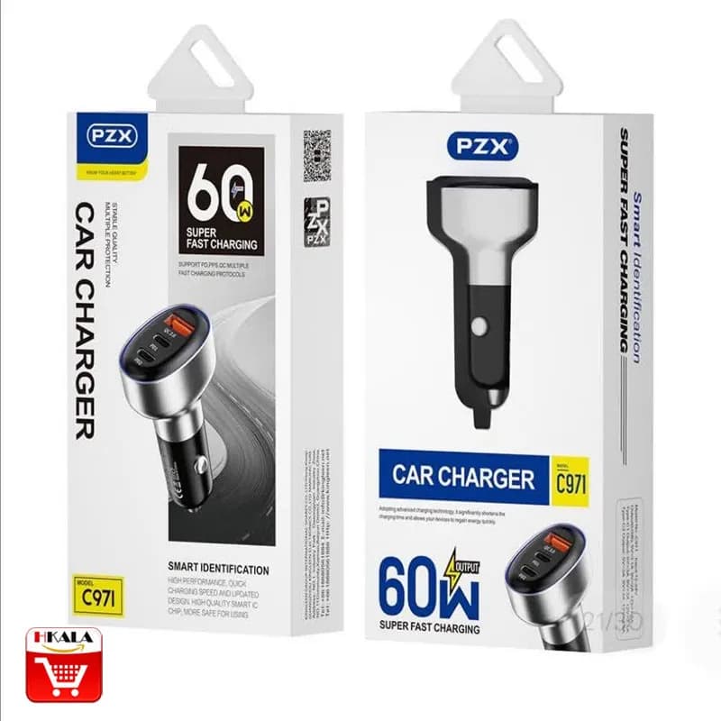 شارژر فندکی PZX C971 شارژ فوق‌سریع 60 وات — تصویر ۲