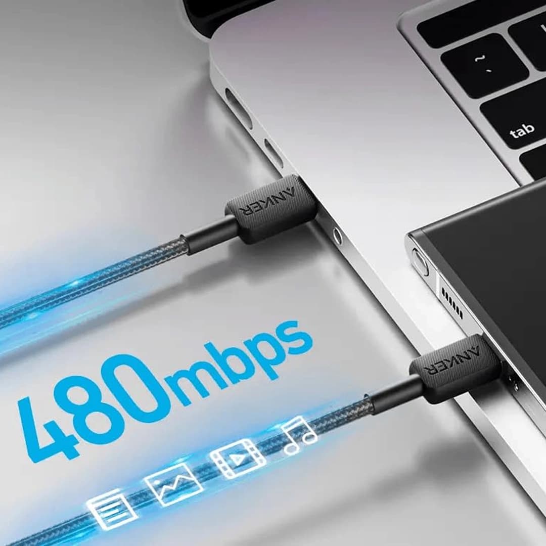 کابل شارژ 60وات 180سانتی انکر مدل Anker 322 A81F6H11 USB-C — تصویر ۳