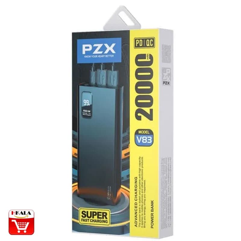 پاوربانک PZX مدل V83 – ظرفیت 20000mAh با شارژ سریع ۲۲.۵ وات — تصویر ۴