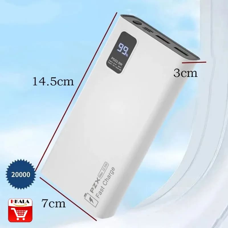 پاوربانک PZX مدل V83 – ظرفیت 20000mAh با شارژ سریع ۲۲.۵ وات — تصویر ۶
