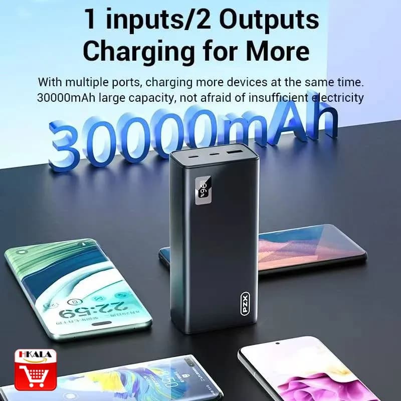 پاوربانک PZX مدل V87 – ظرفیت 30000mAh با شارژ سریع ۲۲.۵ وات — تصویر ۳