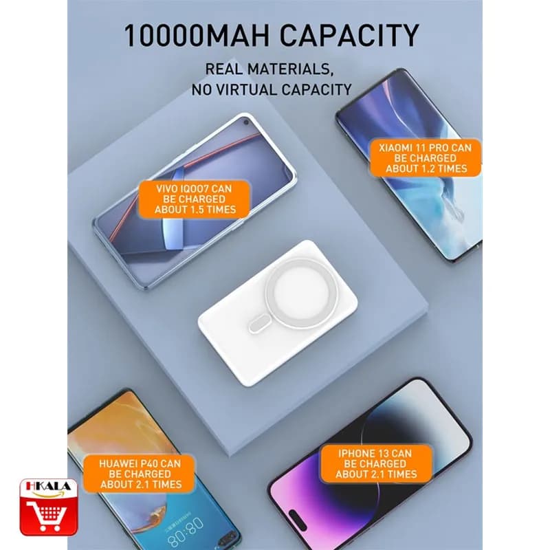 پاوربانک وایرلس مگنتی 22.5 وات 10000 الدینیو LDNIO Magnetic Wireless Power Bank PQ17 — تصویر ۵