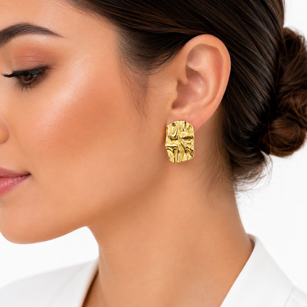گوشواره زارا طلایی مدل ماربل ZG-109