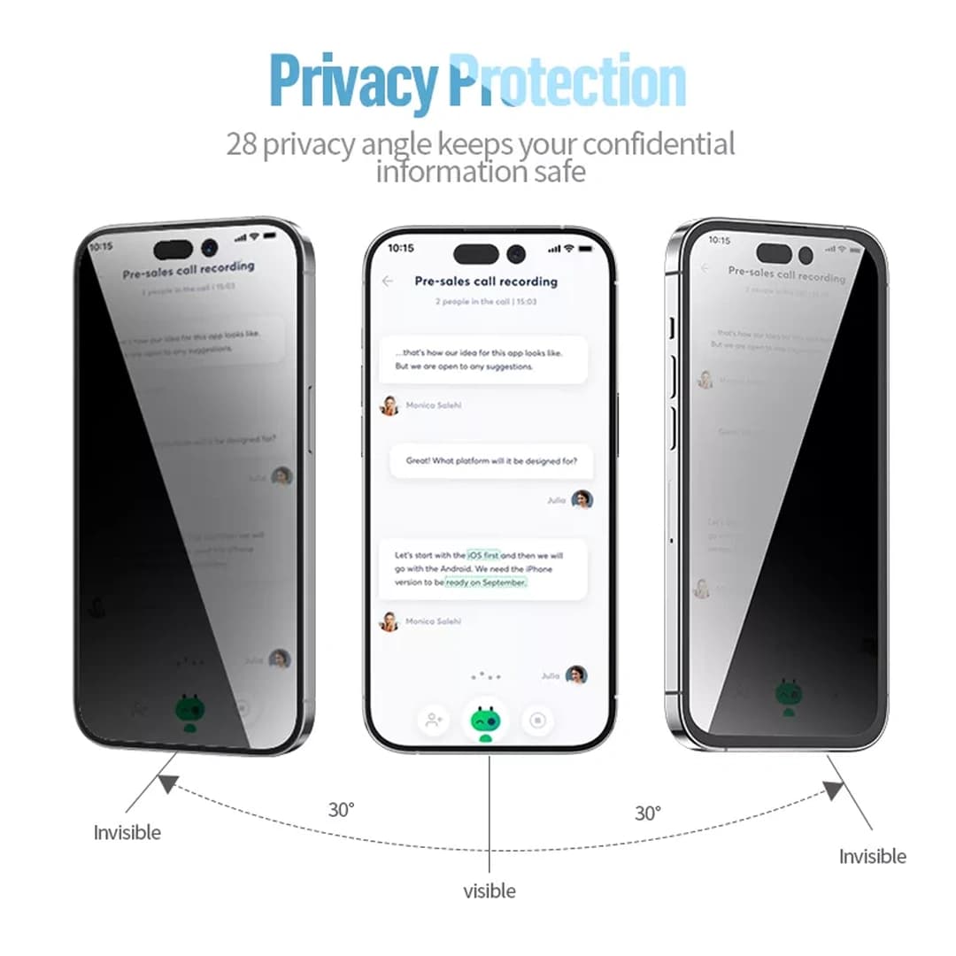محافظ صفحه نمایش مخفی Blueo HD 3D Privacy iPhone 17 Pro Max — تصویر ۵