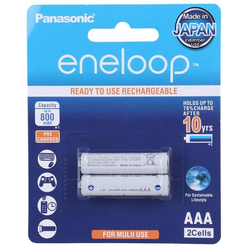باتری نیم قلمی شارژی Panasonic Eneloop BK-4HCCE/4BT AAA 800mAh دوتایی