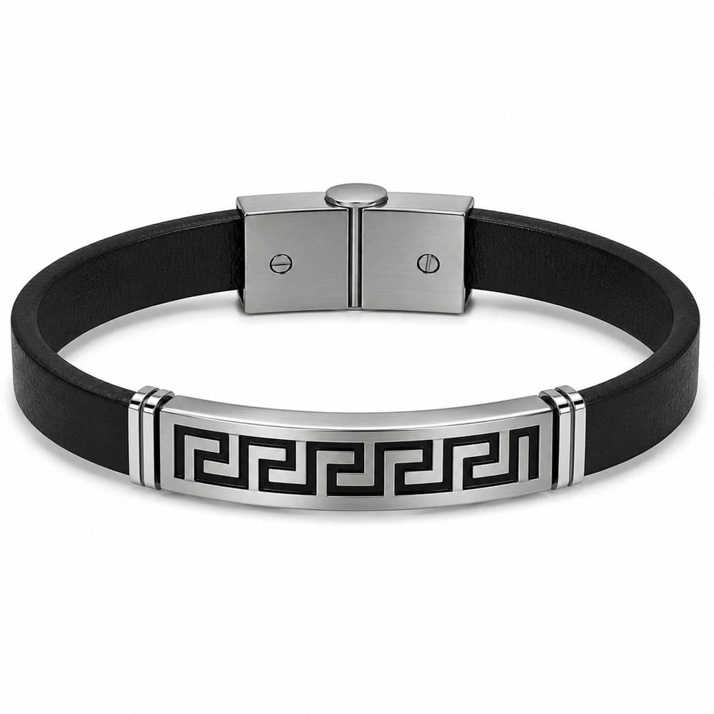دستبند چرم مردانه ورساچه سیلور LB-1010