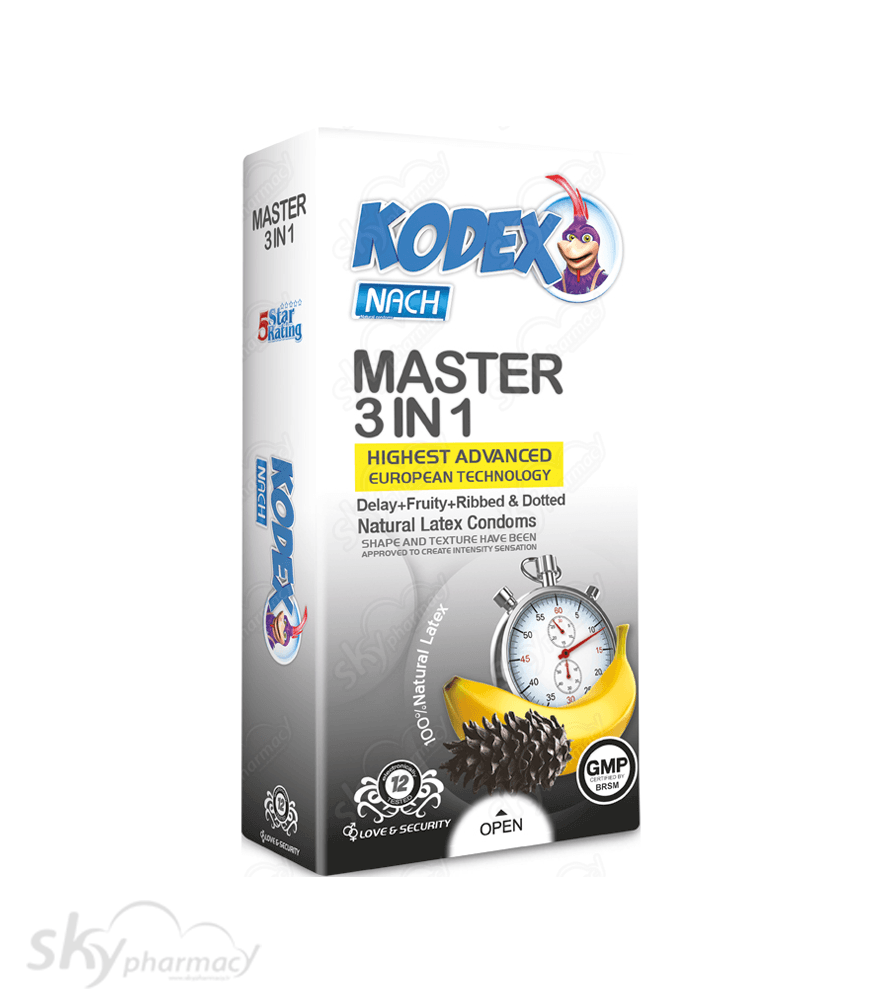 کاندوم تاخیری کدکس مدل master 3 in 1 بسته 12 عددی