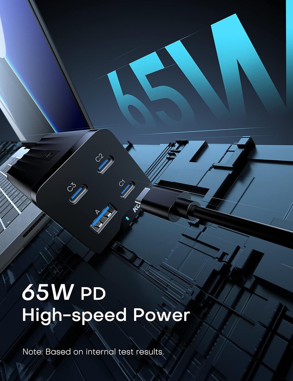 شارژر گان 4 پورت USB-C و USB-A برند KOVOL 65W-3C1A GANiiii — تصویر ۳