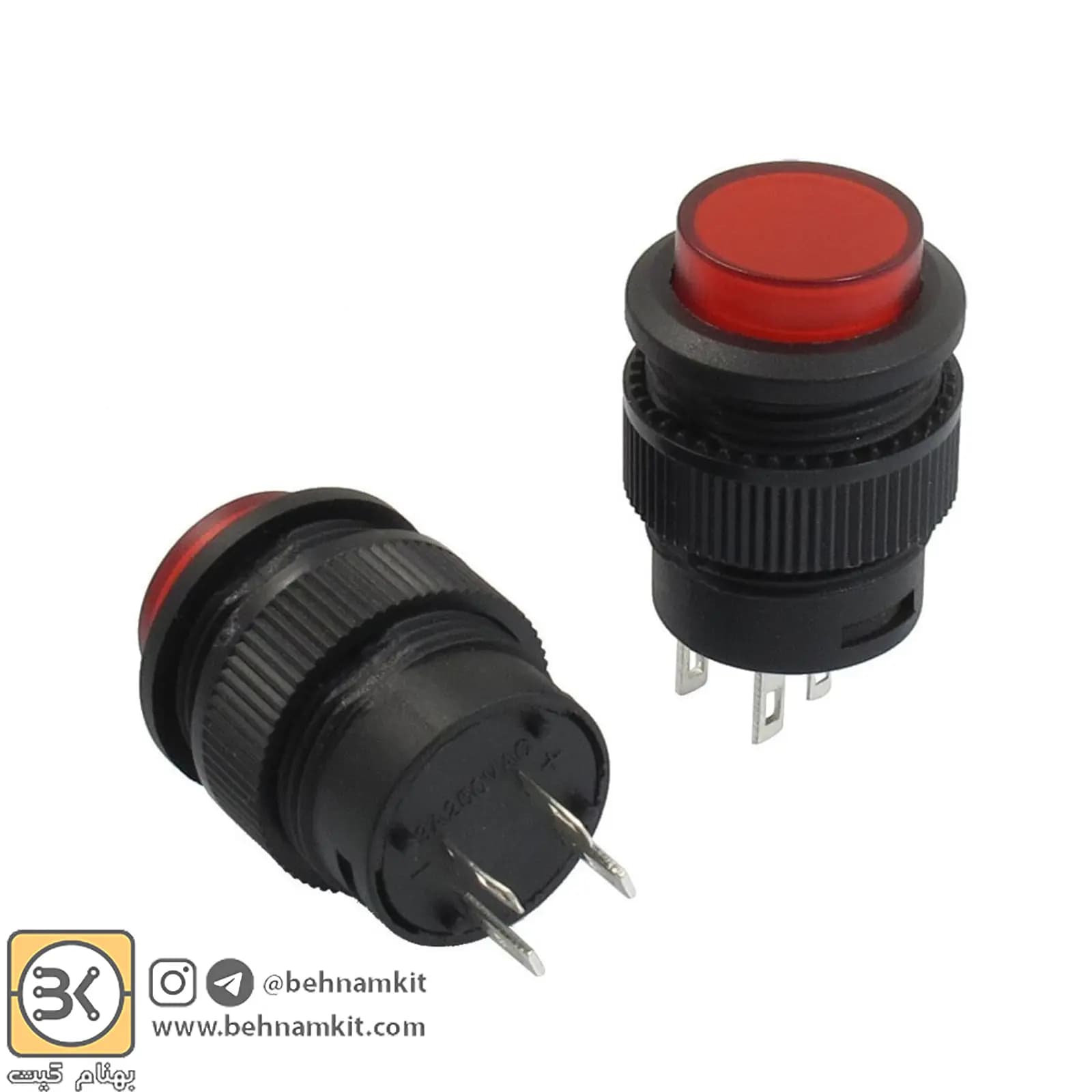 شستی فشاری چراغ دار (R16-503) قرمز — تصویر ۴