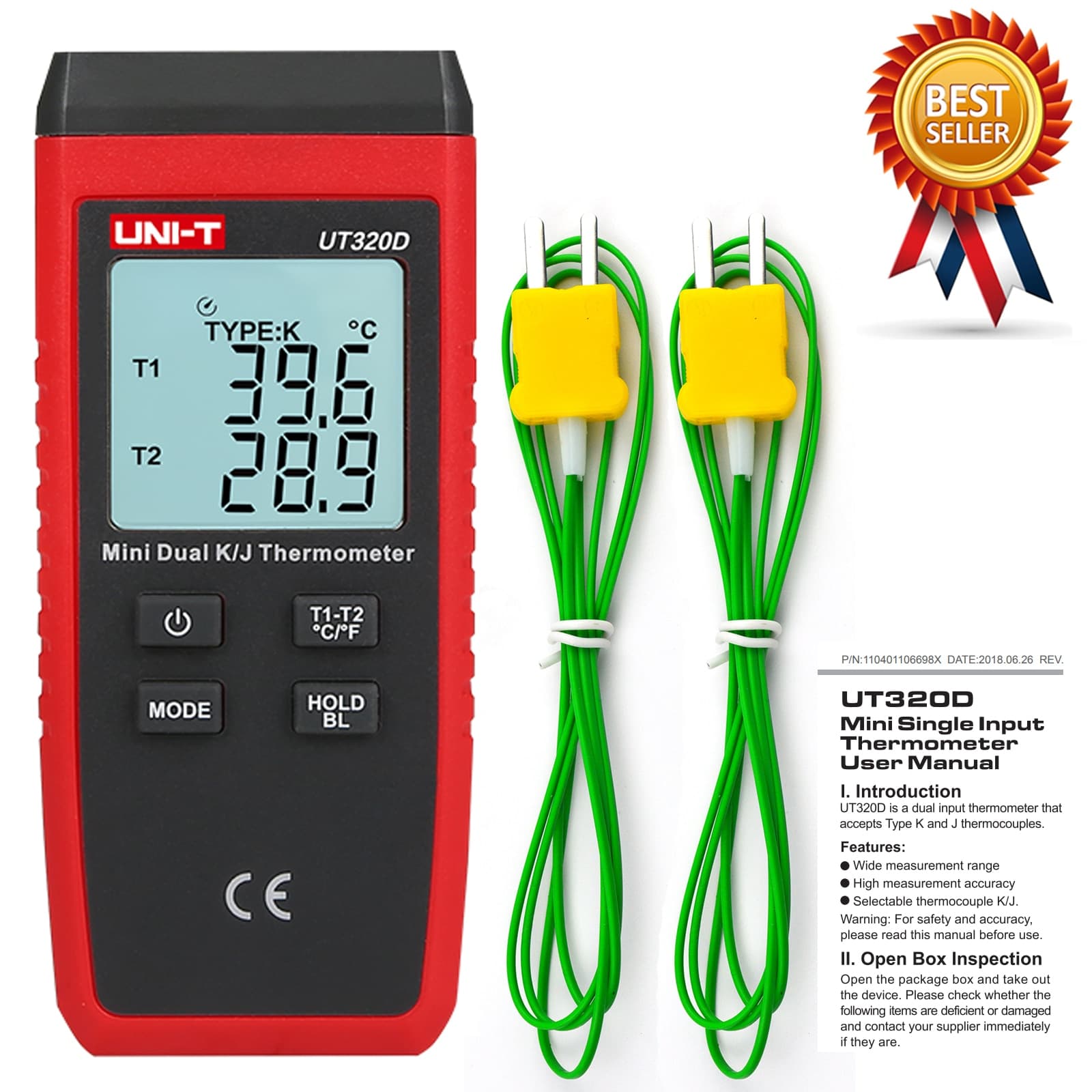ترمومتر تماسی دو کانال یونیتی مدل UT320D — تصویر ۲