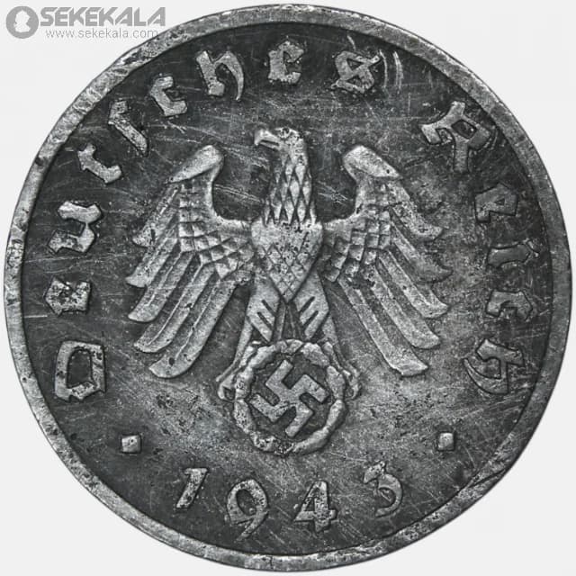 سکه 1 رایش فنیگ آلمان نازی 1943 F