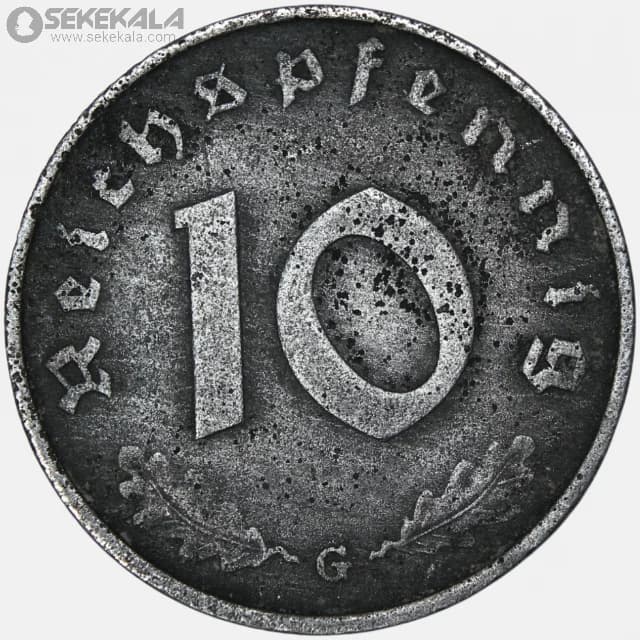 سکه 10 رایش فنیگ آلمان نازی 1942 G — تصویر ۲