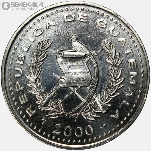 سکه 25 سنتاوو گواتمالا 2000 (UNC) — تصویر ۲