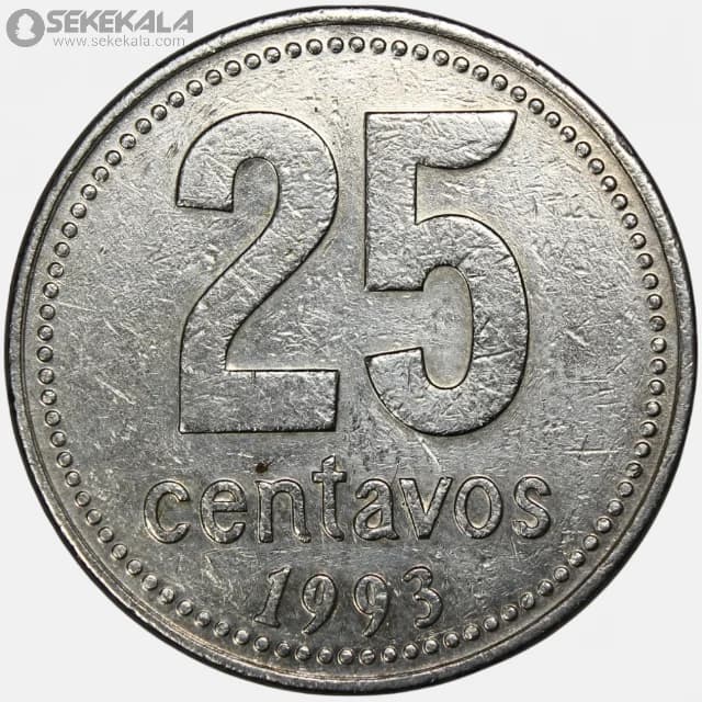 سکه 25 سنتاوو آرژانتین 1993 — تصویر ۲
