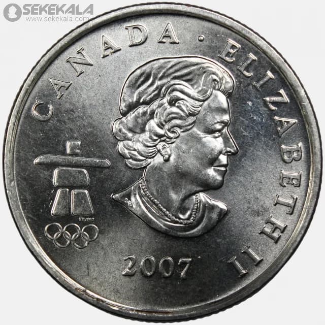 سکه 25 سنت یادبودی کانادا 2007 (ملکه الیزابت)(UNC) — تصویر ۲