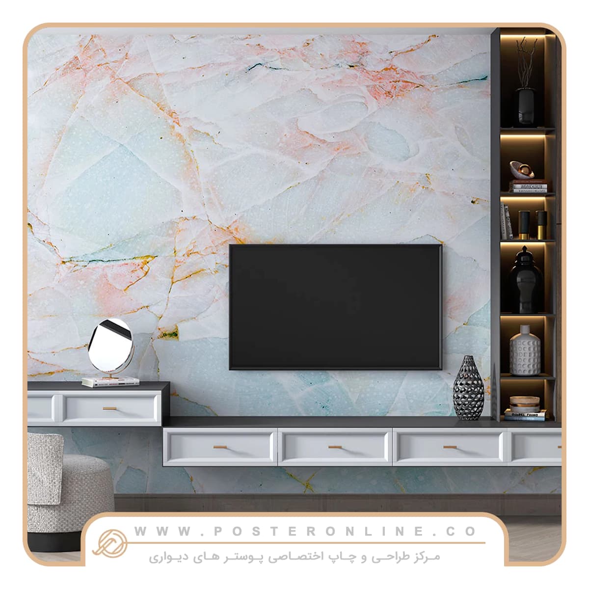 پوستر دیواری مدرن پشت تلویزیون سنگ مرمر کد mt-85062