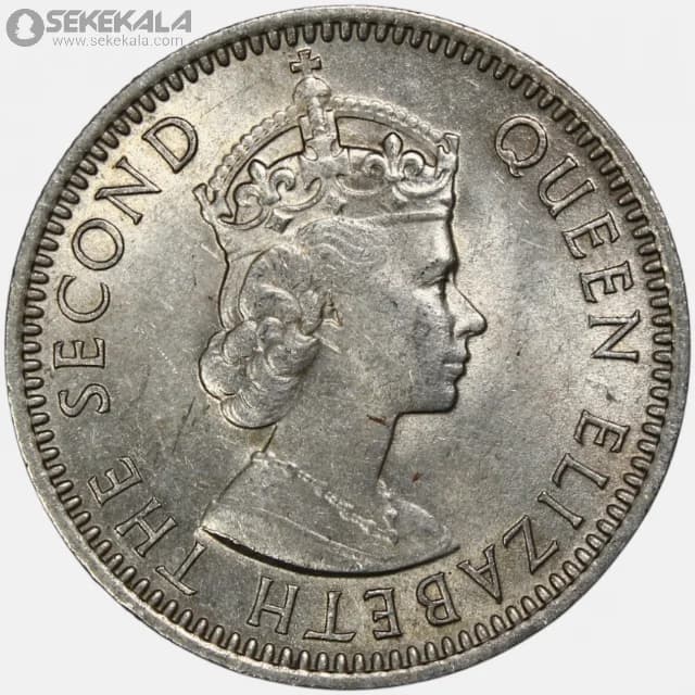 سکه 25 میل قبرس مستعمره بریتانیا 1955 (UNC)(ملکه الیزابت) — تصویر ۲