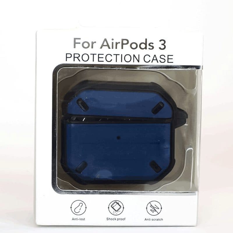 کاور ایرپاد سری 3 بتمنی قفل دار ضد ضربه Airpads 3 navy blue — تصویر ۲