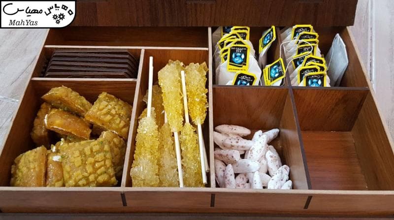 جعبه رومیزی تنقلات و چای کیسه ای و زیر لیوانی مدل Glori کد KU25 — تصویر ۳