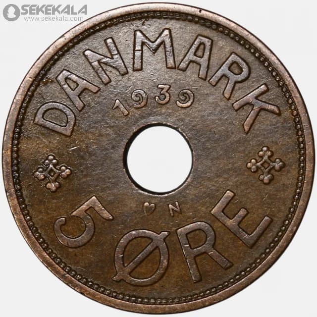 سکه 5 اوره دانمارک 1939 (کریستین دهم)