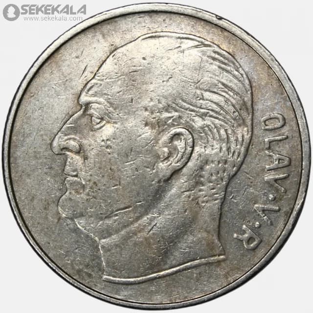 سکه 1 کرون نروژ 1965-1973 (اولاف پنجم) — تصویر ۲