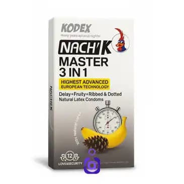 کاندوم میوه ای تاخیری ناچ کدکس مدل MASTER 3 IN 1 بسته 12 عددی