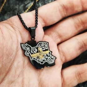 گردنبند استیل مشکی نقشه ایران فروهر کد 3955 — تصویر ۵