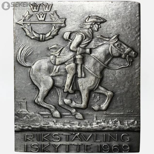 مدال (پلاک) یادبود قدیمی سوئد 1969 ( مسابقات تیراندازی سلطنتی )« Rikstävling i Skytte »