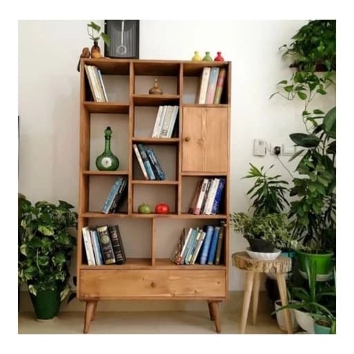 کتابخانه چوبی کشودار 5طبقه .طرح روژین.ارسال با باربری.2در1 مبلمان اورلین مدل 967914