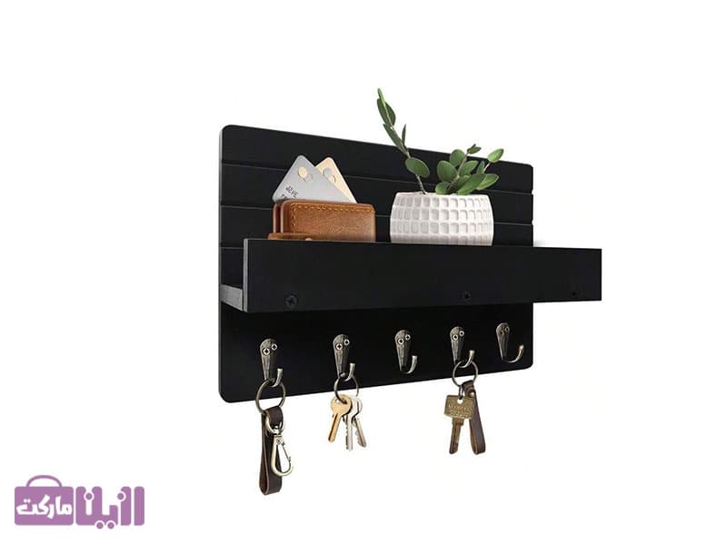 جاکلیدی دیواری چوبی کد 68 مشکی