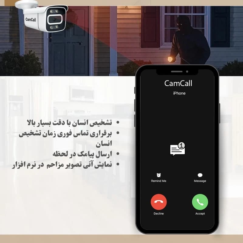 دوربین دزدگیر دار تماس گیرنده هنگام تشخیص انسان کم گارد — تصویر ۵