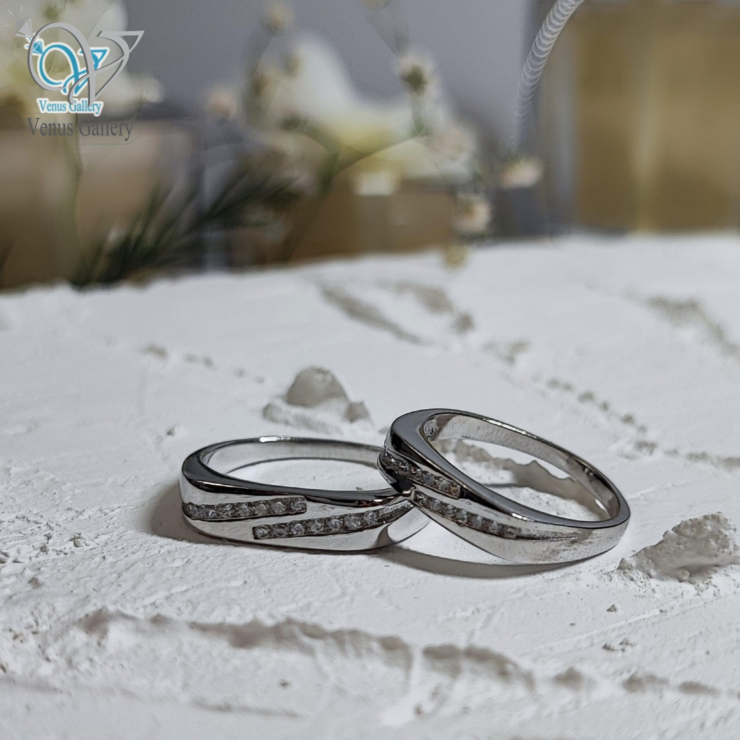 حلقه ست نقره طرح طلا سفید کد 3548 — تصویر ۴