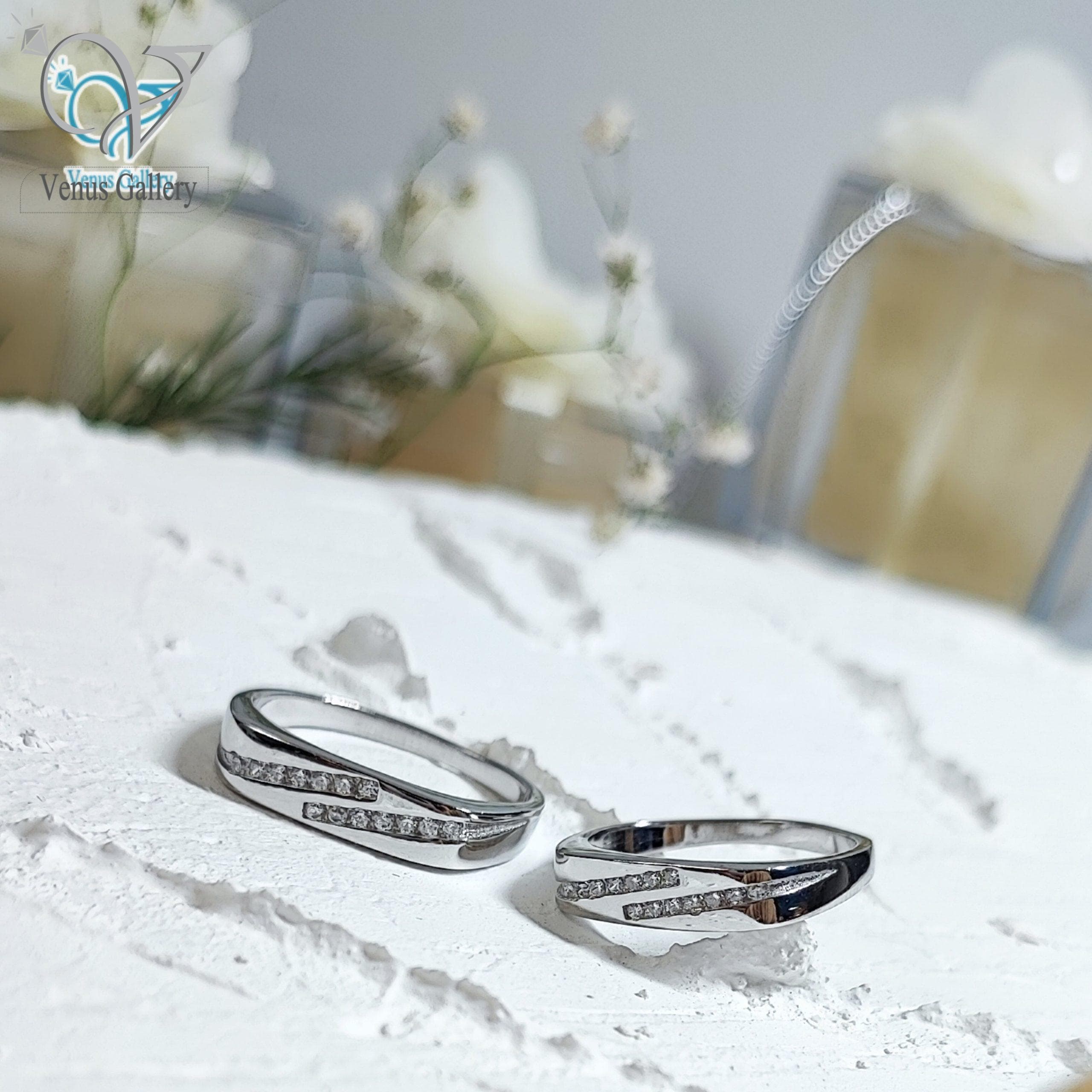حلقه ست نقره طرح طلا سفید کد 3548