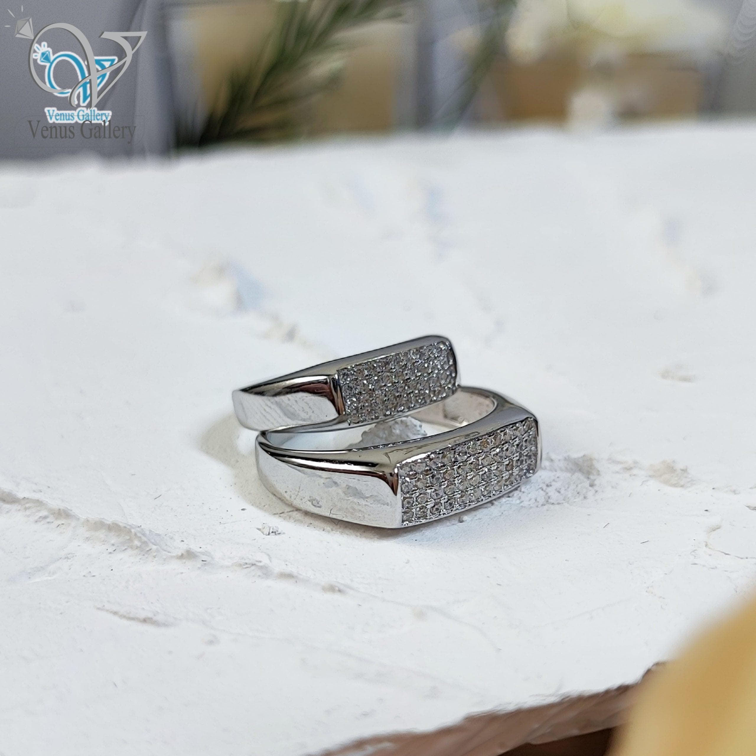 حلقه ست نقره طرح طلاسفید کد 3530 — تصویر ۲