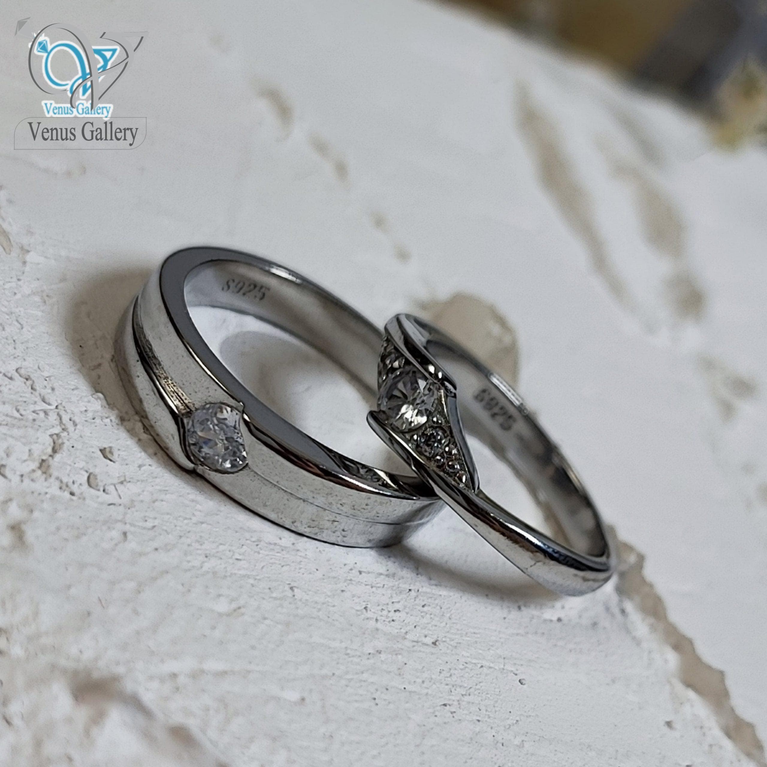 حلقه ست نقره نامزدی طرح طلا سفید کد 3518
