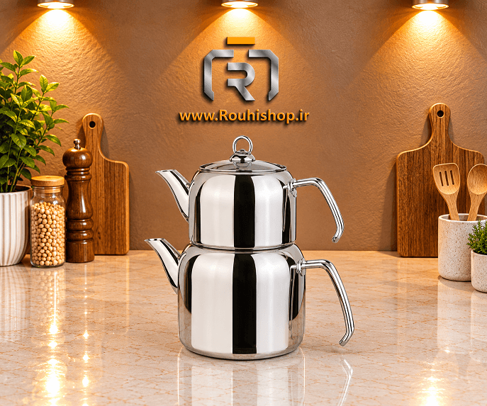 کتری قوری بغل دسته 7503 یونیک با قوری استیل