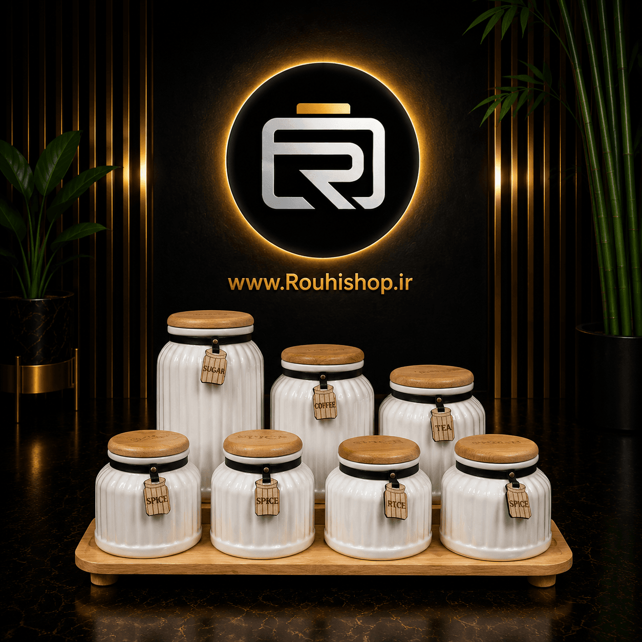 سرویس پای سماور گلکس درب بامبو سفید
