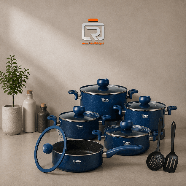 سرویس قابلمه 12 پارچه گرانیتی تیارا زرشکی — تصویر ۲