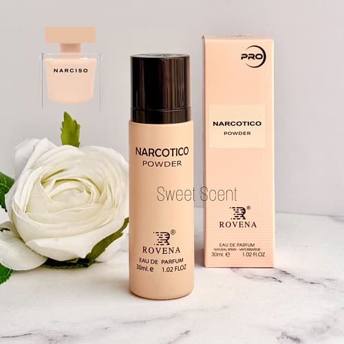 عطر ادکلن مینی نارسیسو (نارسیس) رودریگز پودری روونا | Narciso Rodriguez Narciso Poudree (Narcotico Powder Rovena) حجم 30 میل استوانه ای(شرکتی)