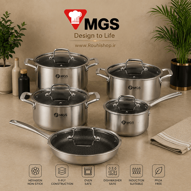 سرویس قابلمه 10 پارچه استیل کف لیرزی MGS