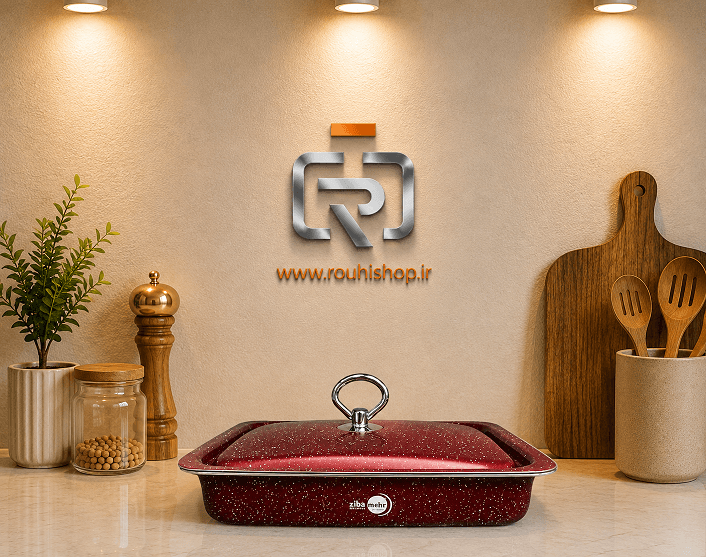 تابه فر درب دار کوچک گرانیتی زیبامهر — تصویر ۲