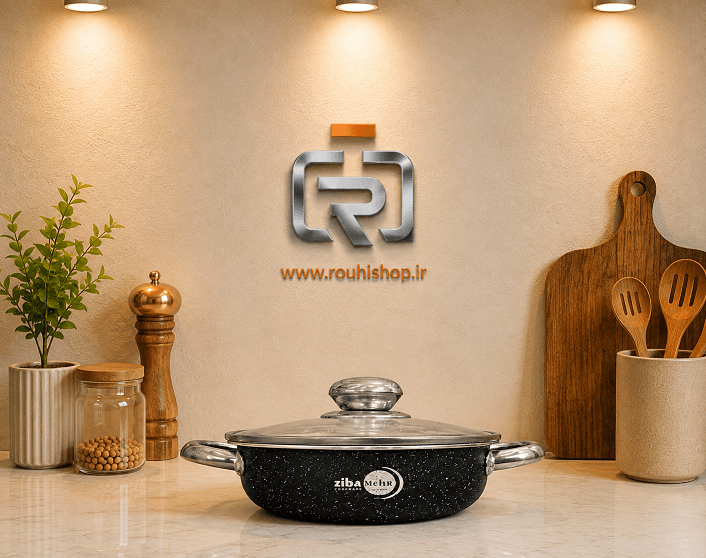 تابه دو دسته سایز 28 گرانیتی زیبامهر