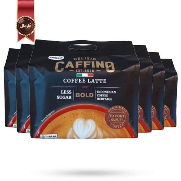 6 بسته قهوه فوری دلزیو کافینو Delizio Caffino مدل کافه لاته کم شکر Coffee Latte Less Sugar پک 20 عددی (اورجینال)